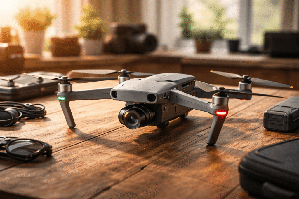 Drone volando sobre Elche, representando un seguro para drones con Helvetia Elche, mostrando protección y cobertura profesional para pilotos y empresas locales.