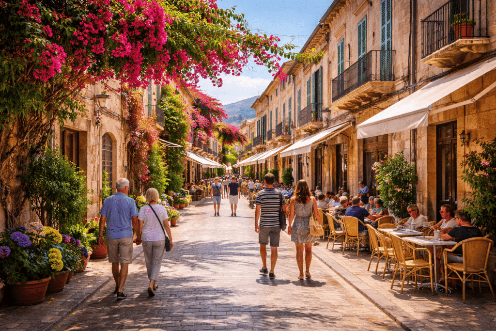 Seguro de patinete eléctrico en Llucmajor con imagen realista del centro urbano y movilidad en Mallorca